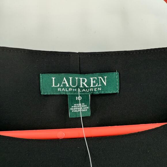 Lauren Ralph Lauren Dress Size 10 Cold Shoulder Bell Sleeve Black Stretch NWT - Picture 4 of 13